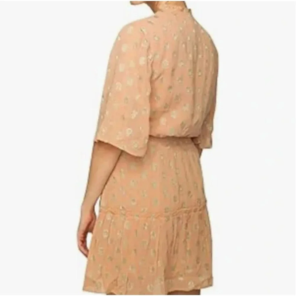 Raga Kenna Metallic Dot Mini Dress Peach Gold Silver Sparkle Womens Size XS - Picture 3 of 11